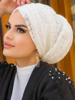 Beyaz Büzgülü Dolama Bone