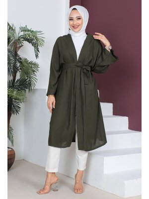 Haki Beli Kuşaklı Kimono