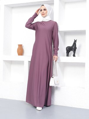 Lila Cep Detaylı Elbise