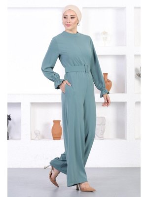 Kemerli Tulum Elbise Mint