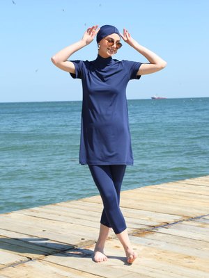 Lacivert Kısa Kol Yarım Mayo