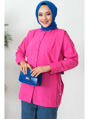 Üst Bedeni Kuplu Ve Dikiş Detaylı Pantolonlu Takım Badem