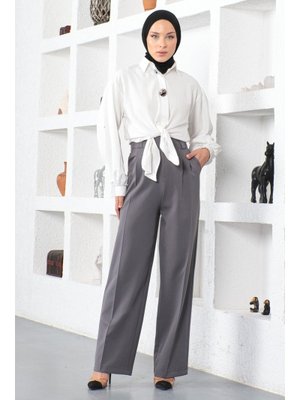 Antrasit Bol Paça Kumaş Pantolon