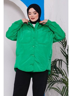 Yeşil Çıtçıtlı Cepli Astarlı Kısa Mont Yeşil Çıtçıtlı Cepli Astarlı Kısa Mont