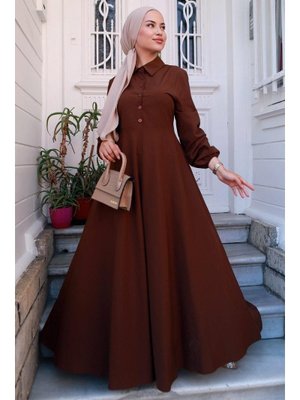 Kahverengi Kuşaklı Mevlana Elbise