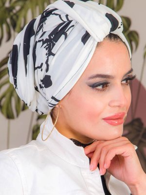 Siyah Beyaz Krep Dolama Şal Bone