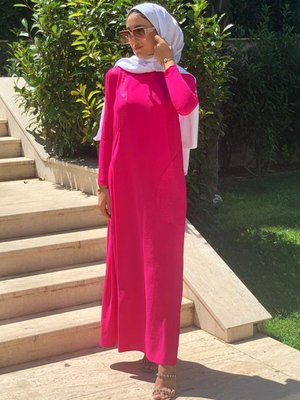 Fuşya Jakar Detaylı Sor Elbise Fuşya Jakar Detaylı Sor Elbise