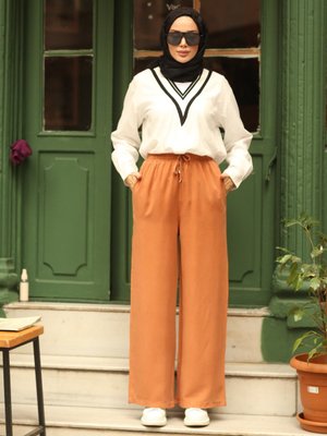 Taba Geniş Paça Tensel Pantolon Taba Geniş Paça Tensel Pantolon