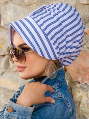 Hazır Türban Beyaz Mavi