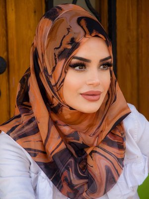 Taba Tül Desenli Double Şal Taba Tül Desenli Double Şal