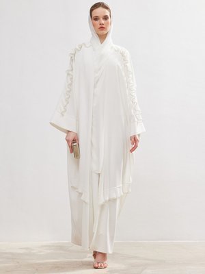 Beyaz Butterfly Abaya