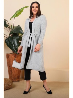 Gri Tesettur Uzun Triko Kadin Anne Hirka
