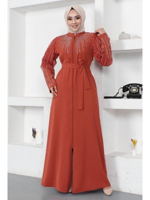 Kiremit Taş İnci Çakımlı Ferace Kiremit Taş İnci Çakımlı Ferace