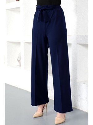 Lacivert Beli Lastikli Bol Paça Pantolon Lacivert Beli Lastikli Bol Paça Pantolon