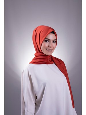 Kiremit Düz Klasik Şal Viskon Kumaş Likralı Penye