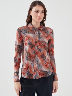 Nar Çiçeği Desenli Gömlek