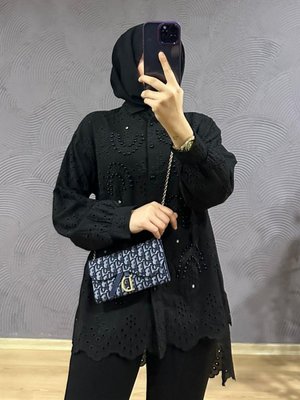 İncili Fisto Gömlek Siyah