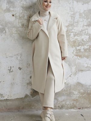 Henry Kruvaze Yaka Kaşe Kaban Krem Henry Kruvaze Yaka Kaşe Kaban Krem