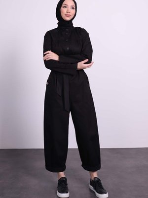 Naqishe Gabardin Tesettür Tulumsiyah