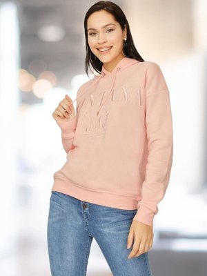 Pembe Kapüşonlu Şardonlu Sweatshirt Pembe Kapüşonlu Şardonlu Sweatshirt