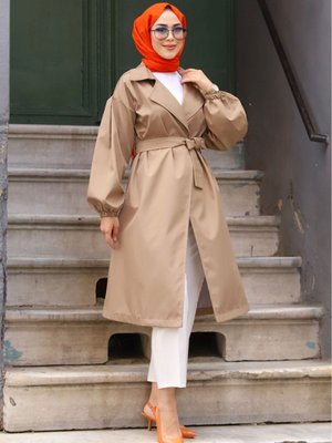 Beli Kuşaklı İçi Ekoseli Trençkot