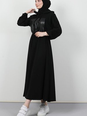 Deri Cepli Elbise Siyah Deri Cepli Elbise Siyah