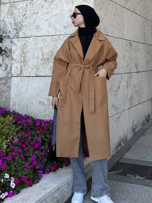 Pis Dikişli Kaşe Kaban