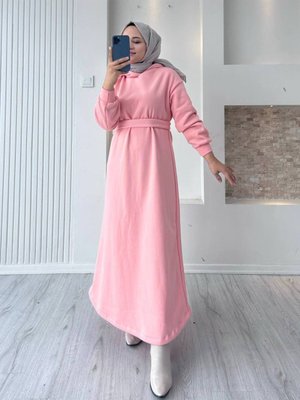 İplik Kapüşonlu Elbise