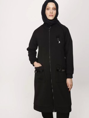 Üç İplik Cepleri Taşlı Kap Siyah