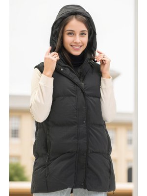Siyah Kapüşonlu Şişme Yelek