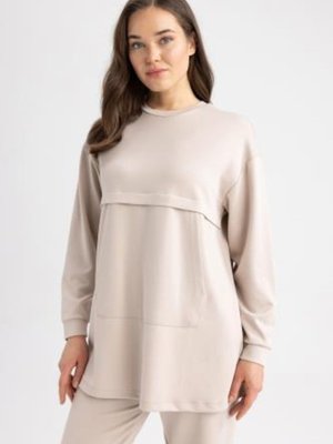 Relax Fit Kapüşonlu Çift Yüzlü Sweatshirt Tunik