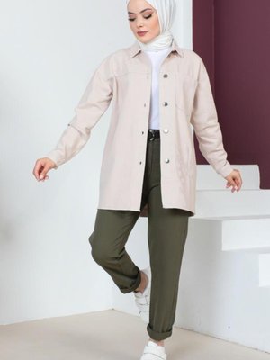 Nakış Detaylı Ceket Taş Rengi