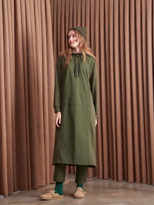 Garnili Uzun Sweatshirt Yeşil Bol Kalıp