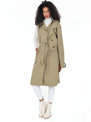 Yelek Ceket Trençkot Mont Beli Kemerli Yelekli Ceketli İkili Model Torino Kumaş Diz Altı Giyim