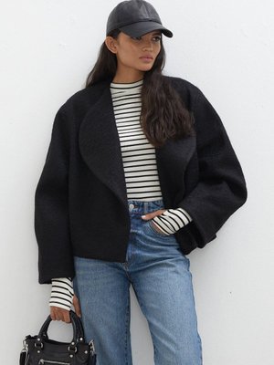 Jacqueline Kısa Kaşe Kaban Siyah