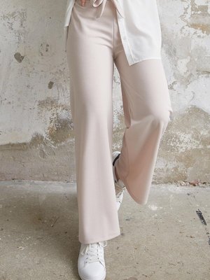 Beli Kuşaklı Bol Scuba Pantolon Taş Beli Kuşaklı Bol Scuba Pantolon Taş