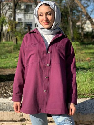 Mürdüm Balıksırtı Gabardin Kot Ceket