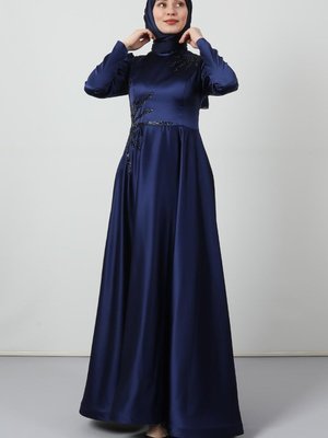 Etek Ucu Tarlatanlı Abiye Elbise Lacivert Etek Ucu Tarlatanlı Abiye Elbise Lacivert