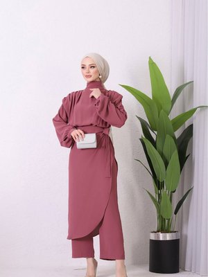 Xxl Butik Kadın İthal Kumaş Etekli Tesettür Tulum Gül Kurusu Xxl Butik Kadın İthal Kumaş Etekli Tesettür Tulum Gül Kurusu