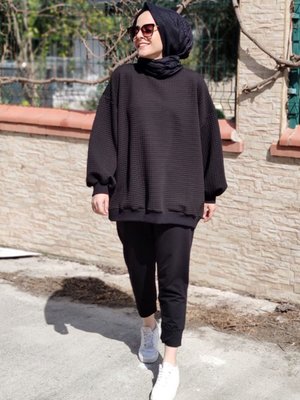 Siyah Soul Sude Kabatrmalı Tunik