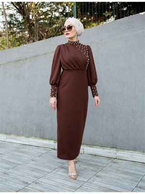 İnci Detaylı Abiye Elbise