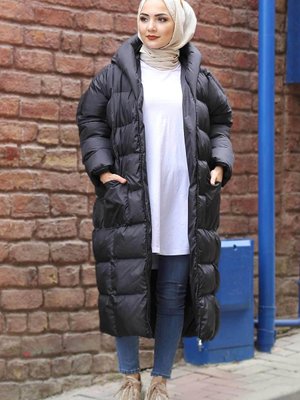 Şişme Yorgan Mont Siyah