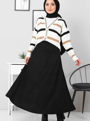 Süet Mevlana Etek Siyah