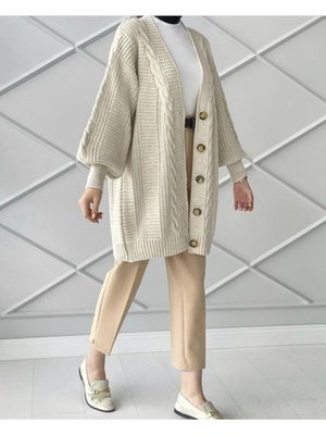 Moda Mh Yeni Sezon Kışlık Saç Örgü Kısa Triko Hırka Taş