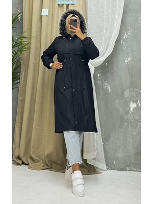 Siyah Içi Kürklü Battal Mevsimlik Mont & Kaban