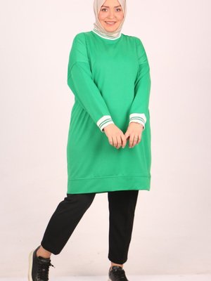 Benetton Büyük Beden İki İplik Ribanalı Kısa Sweat