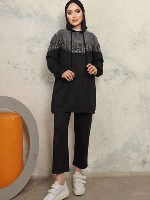 Sim Detaylı İkili Takım Siyah