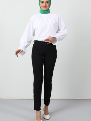 Tek Düğmeli Kalem Pantolon Siyah Tek Düğmeli Kalem Pantolon Siyah