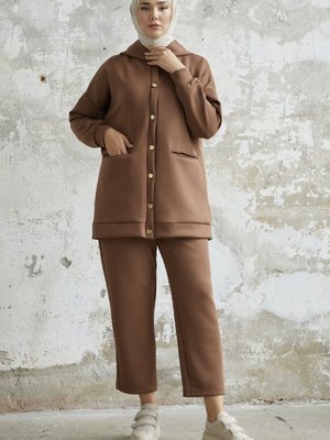 Melvina Cepli Kapüşonlu Scuba Takım Taba Melvina Cepli Kapüşonlu Scuba Takım Taba