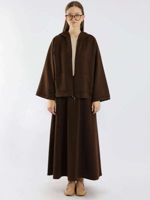 Fermuarlı Sweat Etek Takım Kahverengi Fermuarlı Sweat Etek Takım Kahverengi